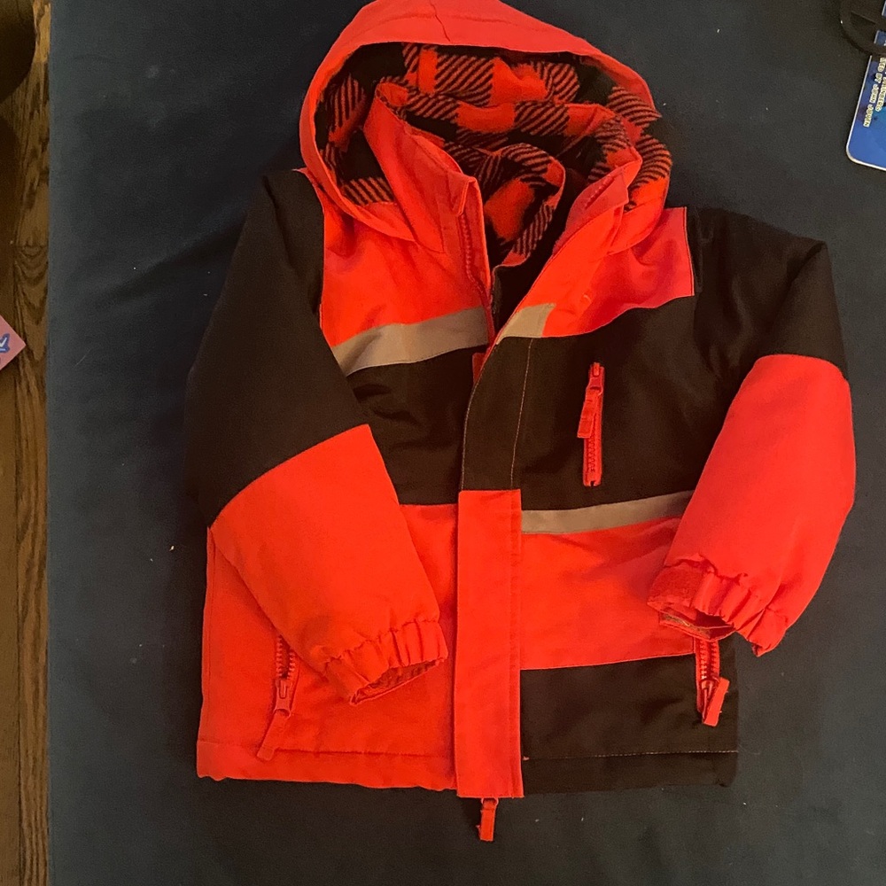 Red and Black 3-in-1 Hooded winter coat